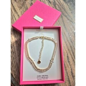 Necklace Pink Linen Cubic Zirconia Diamond elegant Chain Gold Nice w dress, Top